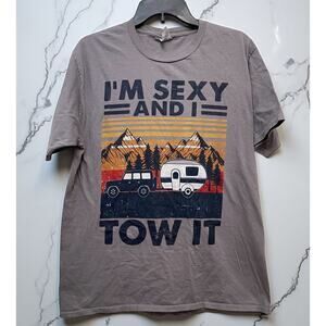 Camper Men's T-shirt Gray Outdoor RV Tourism Funny Large Winnebago Camping Sexy